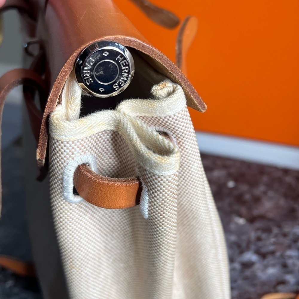 Hermès 39 Herbag Beige Toile Canvas Vache Hunter Leather Box, Dusters, Ribbons - Picture 6 of 16